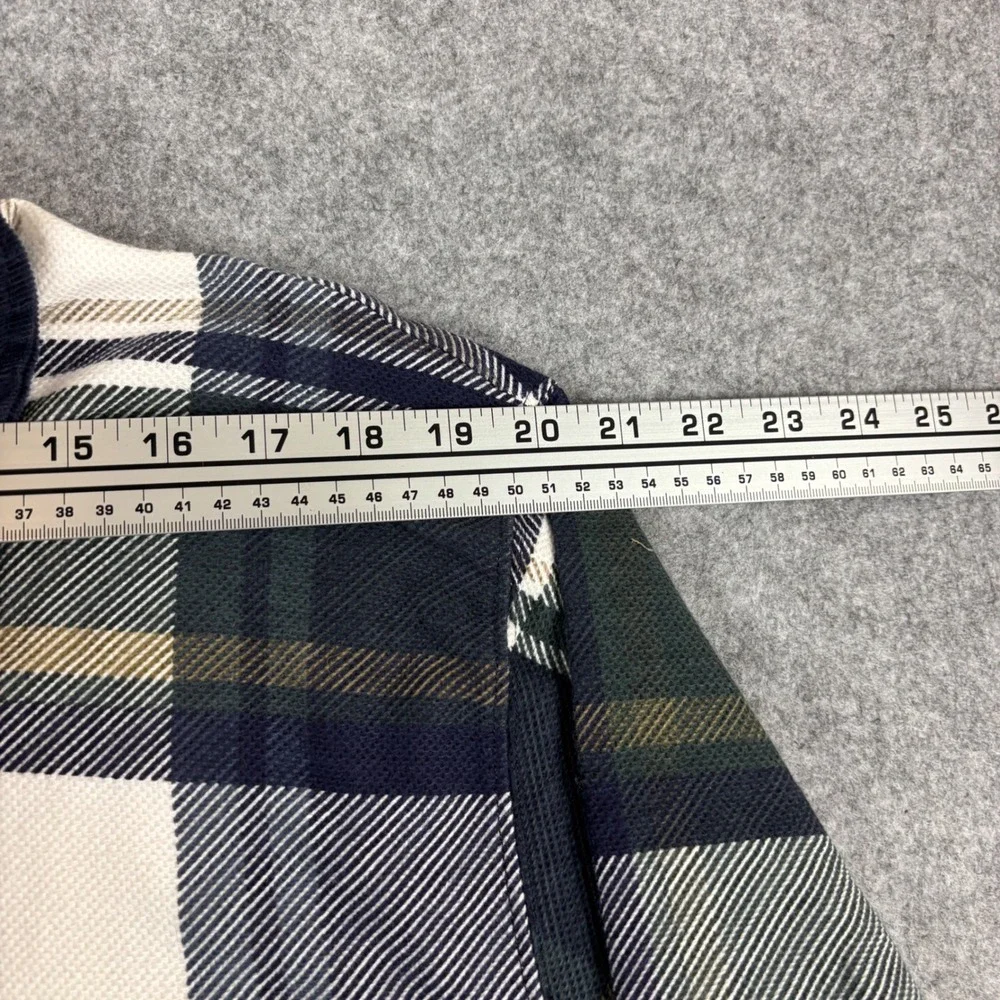 Chaps Ralph Lauren Polo Shirt Mens L Green Plaid Corduroy Collar Long Sleeve